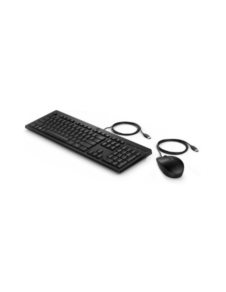 HP 225 USB Wired Mouse Keyboard Combo, Sanitizable/Antimicrobial - Black - US ENG