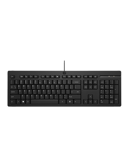 HP 125 G2 USB Wired Keyboard, Sanitizable, Copilot Key - Black - US ENG