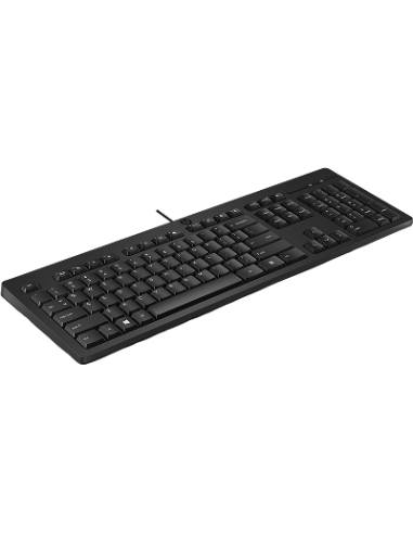 HP 125 G2 USB Wired Keyboard, Sanitizable, Copilot Key - Black - US ENG
