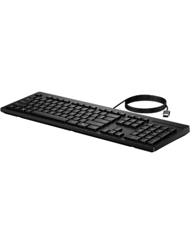 HP 125 G2 USB Wired Keyboard, Sanitizable, Copilot Key - Black - US ENG