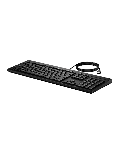 HP 125 G2 USB Wired Keyboard, Sanitizable, Copilot Key - Black - US ENG