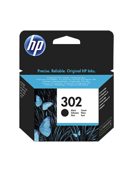HP 302 Black Ink Cartridge, 190 pages, for HP OfficeJet 3830,3834,4650, DeskJet 2130,3630,1010, Envy 4520