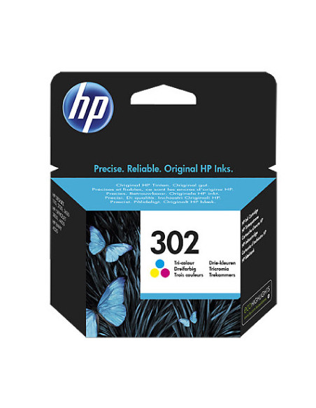 HP 302 Tri-color Ink Cartridge, 165 pages, for HP Officejet 3830,3834,4650, Deskjet 2130,3630,1010, Envy 4520