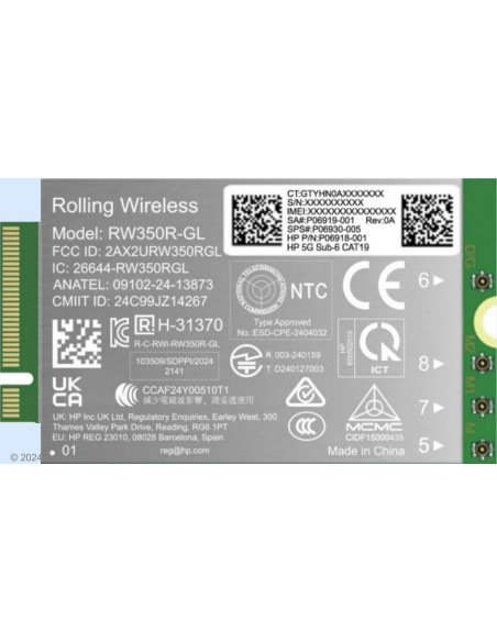 HP 5G Modem m.2 WWAN 4G/5G Sub-6 GHz FM350-GL Mobile Broadband Cellular (compatible with WWAN-ready EliteBook 8 X - G1i G1a - 1