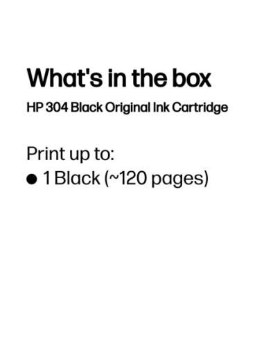 HP 304 Black Ink Cartridge, 120 pages, for HP DeskJet 2620,2630,2632,2633,3720,3730,3732,3735