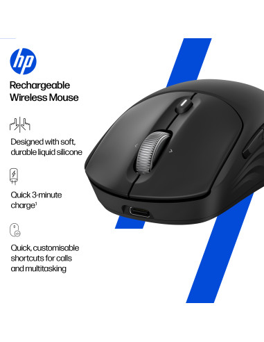HP 705 Super Capacitor Wireless Mouse - Multi-Device, Programmable, 4-way scrolling, Ultra-Fast Rechargeable, Multi Surface, 60