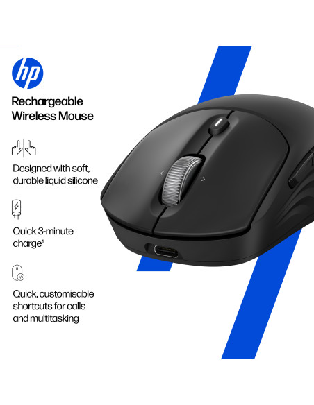 HP 705 Super Capacitor Wireless Mouse - Multi-Device, Programmable, 4-way scrolling, Ultra-Fast Rechargeable, Multi Surface, 60