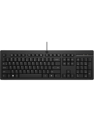 HP 125 G2 USB Wired Keyboard, Sanitizable, Copilot Key - Black - US ENG (BULK of 12 pcs)