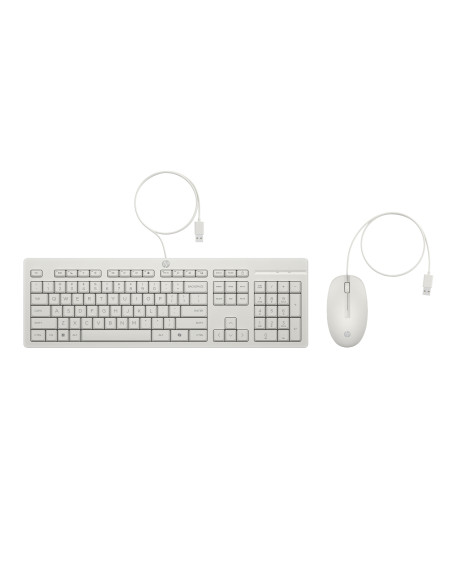 HP 225 G2 USB Wired Mouse Keyboard Combo, Copilot Key - Cashmere White - ESTONIAN