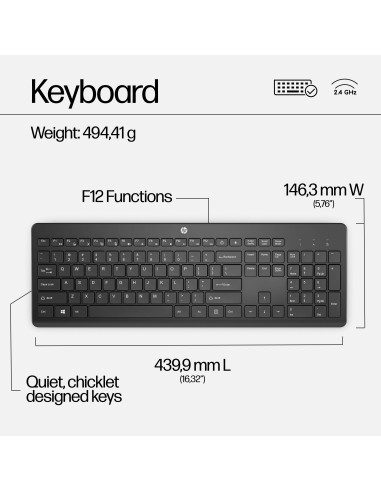 HP 230 Wireless Mouse Keyboard Combo - White - EST
