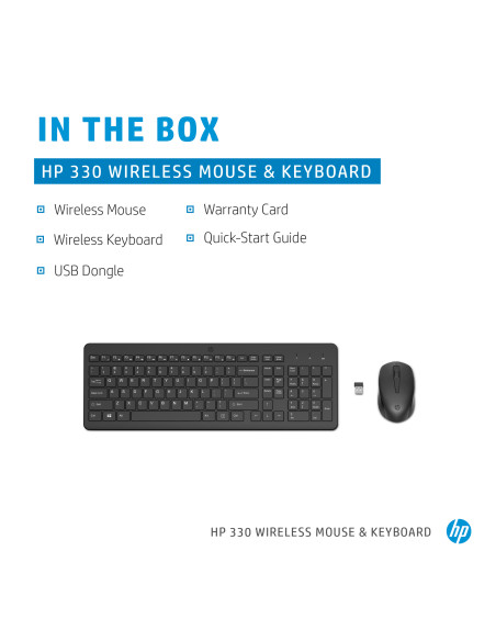 HP 330 Wireless Mouse Keyboard Combo - Black - US ENG