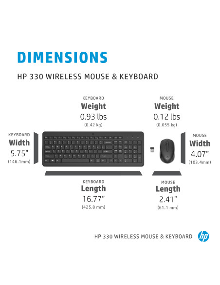 HP 330 Wireless Mouse Keyboard Combo - Black - US ENG