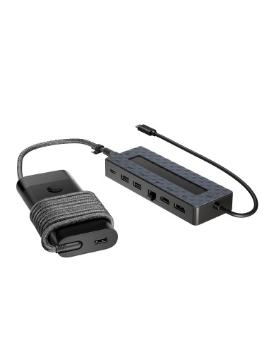 HP Universal USB-C Multiport Hub with 65W Power Adapter Notebook Charger - 2x USB-A, 2x USB-C(65W/Data), DisplayPort/HDMI, RJ-4