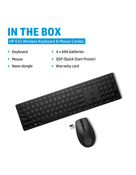 HP 655 Wireless Mouse Keyboard Combo - Black - ESTONIAN