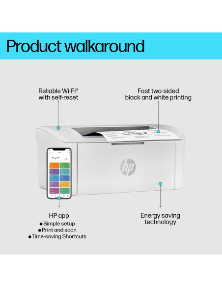 HP LaserJet Pro M110w Printer - A4 Mono Laser, Print, WiFi, 20ppm, 100-1000 pages per month