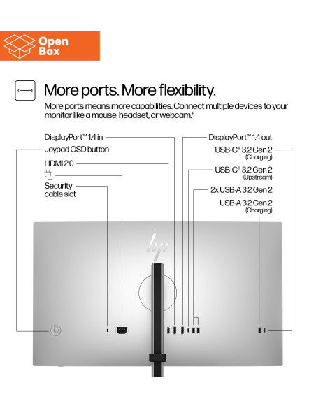 HP 727pq Series 7 Pro QHD Monitor - 27" 2560x1440 QHD 400-nit 120Hz AG, IPS Black HDR 400, USB-C(15W)/HDMI/DisplayPort Daisy-Ch
