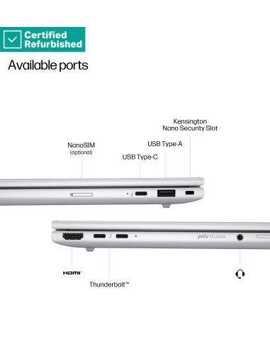 RENEW SILVER HP EliteBook 8 G1i 13 - Ultra 5-235U, 32GB, 512GB SSD, 13.3 WUXGA 300-nit AG, 5MP IR cam, Smartcard, FPR, US keybo