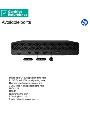 RENEW SILVER HP ProDesk 4 G1i Mini - Ultra 5-225T, 16GB, 512GB SSD, No Mouse, Win 11 Pro, 1 years