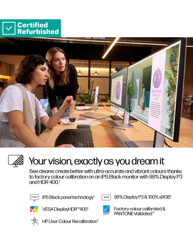 RENEW SILVER HP 727pq Series 7 Pro QHD Monitor - 27" 2560x1440 QHD 400-nit 120Hz AG, IPS Black HDR 400, USB-C(15W)/HDMI/Display