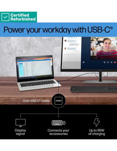 RENEW SILVER HP E27k G5 4K Charging Monitor - 27" 3840x2160 UHD 350-nit 60Hz AG, IPS, USB-C(65W)/USB-C(15W)/HDMI/DisplayPort, 3