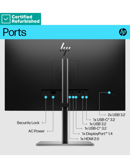 RENEW SILVER HP E27k G5 4K Charging Monitor - 27" 3840x2160 UHD 350-nit 60Hz AG, IPS, USB-C(65W)/USB-C(15W)/HDMI/DisplayPort, 3