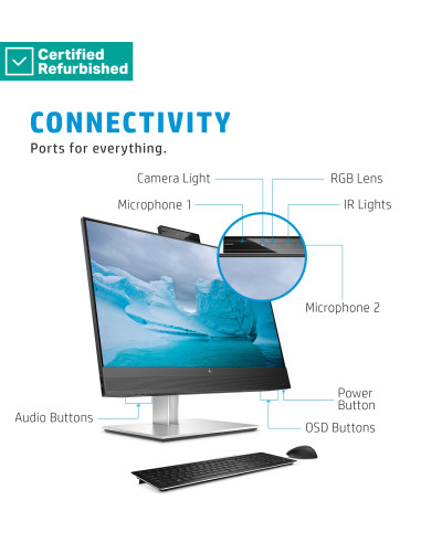 RENEW SILVER HP E24mv G4 FHD Conferencing Monitor - 23.8" 1920x1080 FHD 250-nit 60Hz AG, IPS, HDMI/VGA/DisplayPort, 4x USB-A, s