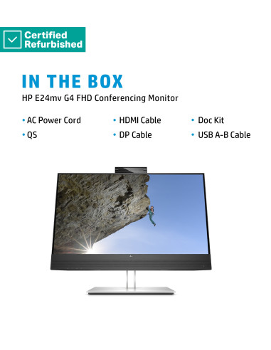 RENEW SILVER HP E24mv G4 FHD Conferencing Monitor - 23.8" 1920x1080 FHD 250-nit 60Hz AG, IPS, HDMI/VGA/DisplayPort, 4x USB-A, s