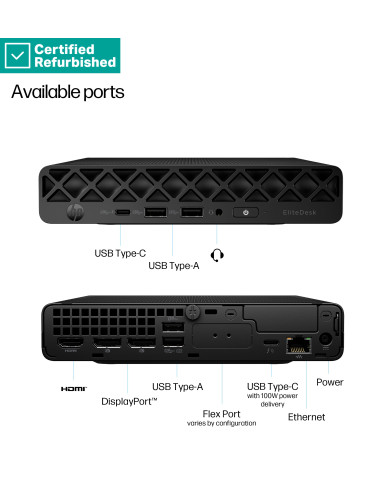 RENEW SILVER HP EliteDesk 8 G1i Mini - Ultra 9-285, 64GB, 1TB SSD, USB Mouse, Win 11 Home, 1 years