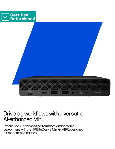RENEW SILVER HP EliteDesk 8 G1i Mini - Ultra 9-285, 64GB, 1TB SSD, USB Mouse, Win 11 Home, 1 years