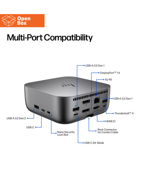 HP Thunderbolt 4 Ultra Dock - OPENBOX - G6 280W w/Combo Cable - 5x USB-A, 2x USB-C, 1x USB-C Thunderbolt 4, 2x DisplayPort, 1x 
