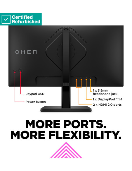 RENEW GOLD OMEN by HP 24 FHD Gaming Monitor - 23.8" 1920x1080 FHD 300-nit 165Hz AG, IPS, 2x HDMI/DisplayPort, height adjustable