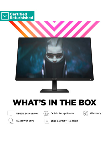 RENEW GOLD OMEN by HP 24 FHD Gaming Monitor - 23.8" 1920x1080 FHD 300-nit 165Hz AG, IPS, 2x HDMI/DisplayPort, height adjustable