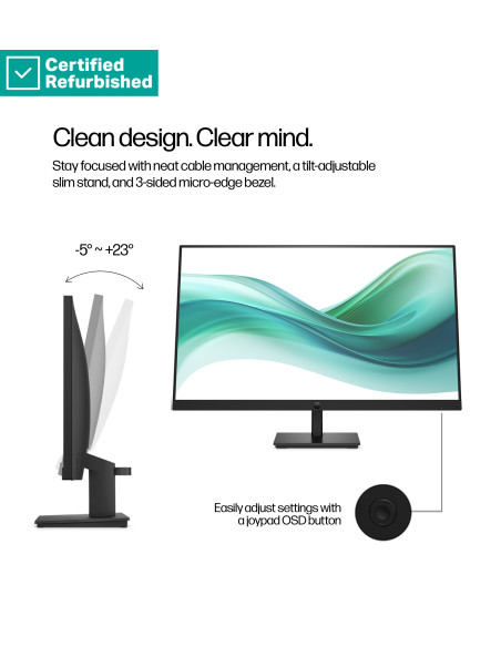 RENEW SILVER HP 327pf Series 3 Pro FHD Monitor - 27" 1920x1080 FHD 250-nit 100Hz AG, IPS, HDMI/VGA/DisplayPort, tilt, 1 years