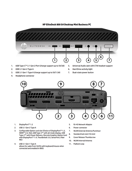 HP Renewed Grade B | EliteDesk 800 G4 | Intel Core i5 | i5-8500T | 8 GB | SSD | 256 GB | Intel UHD Graphics 630 | Windows 11 Pr