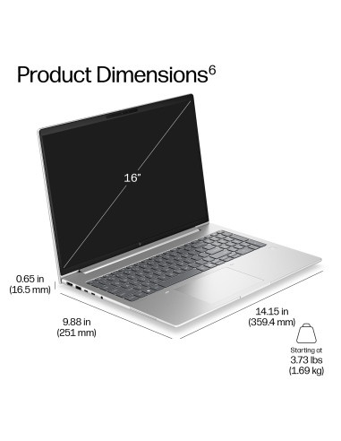 HP EliteBook 6 G2i 16 - Core 5-320, 16GB, 512GB SSD, 16 WUXGA 300-nit AG, 5MP IR cam, NO WWAN-readyness, Smartcard, FPR, US bac
