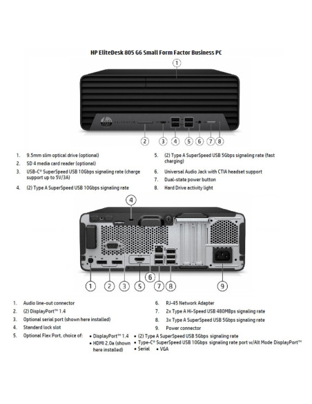 HP Renewed Grade C | EliteDesk 805 G6 SFF | AMD Ryzen 5 PRO | 4650G | 16 GB | SSD | 256 GB | AMD Radeon Graphics | Windows 11 P