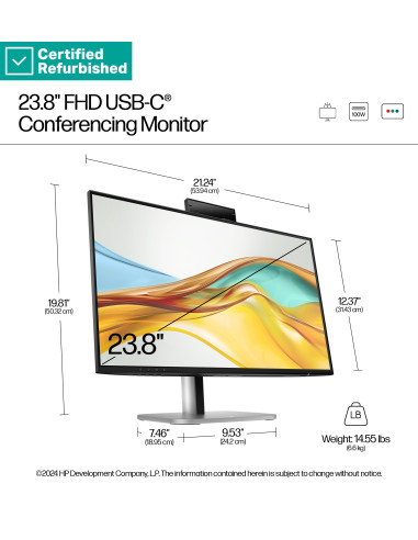 HP 524pm Series 5 Pro 23,8" FHD konferencinis Renew Silver | HP24.lt