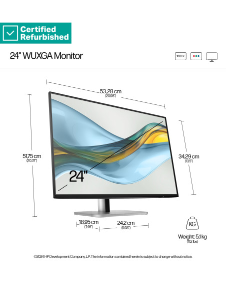 HP 524pn Series 5 Pro 24" WUXGA 100Hz Renew Silver | HP24.lt
