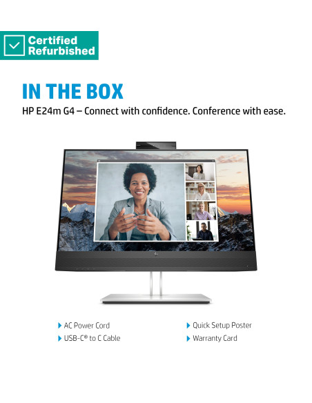 HP E24m G4 23,8" FHD konferencinis USB-C Renew Silver | HP24.lt